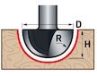 fréza čelní oblá (vypouklá) do dřeva, R6,3xD12,7xH10, stopka 8mm