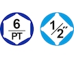 Hlavice nástrčné, sada 24ks, 1/2