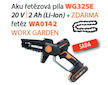 Worx set WG325E - Aku řetězová pila 20V 1x2Ah + WA0142 - Řetěz - Powershare