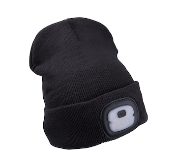 čepice s čelovkou 4x25lm, nabíjecí, USB, tmavě šedá, ECONOMY, univerzální velikost