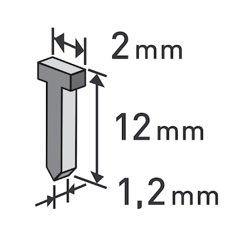 hřebíky, balení 1000ks, 12mm, 2,0x0,52x1,2mm