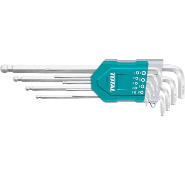 L-klíče IMBUS prodloužené, sada 9ks, 1,5-10mm, s kuličkou, CrV