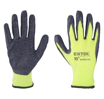 rukavice nylonové, bezešvé, polomáčené v latexu, velikost 10