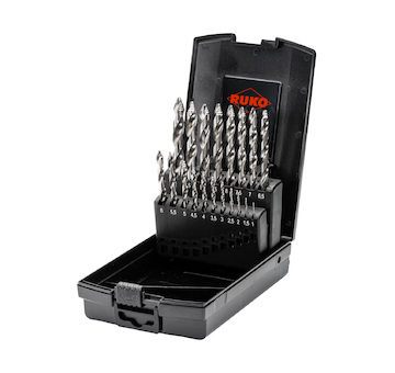 RUKO SADA VRTÁKŮ DO KOVU S BŘITEM FLOWSTEP HSS-G 19 DÍLŮ | 1-10 MM, PLASTOVÝ BOX