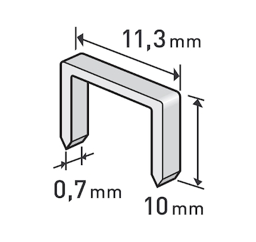 spony, balení 1000ks, 10mm, 11,3x0,52x0,70mm