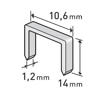 spony, balení 1000ks, 14mm, 10,6x0,52x1,2mm