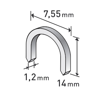 Spony oblé, balení 1000ks, 14mm, 7,55x0,52x1,2mm