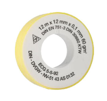 Těsnící teflonová páska 12 m × 12 mm × 0,1 mm, 60 g/m²