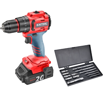 vrtací šroubovák aku s příklepem SHARE20V, BRUSHLESS, 2Ah (2×)