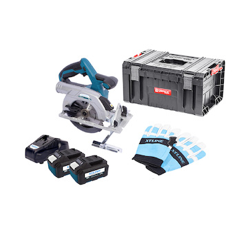 XTLINE AKU KOTOUČOVÁ PILA BEZUHLÍKOVÁ 18 V, 165 MM + BATERIE 5.0 AH + NABÍJEČKA 3.5 A + BOX