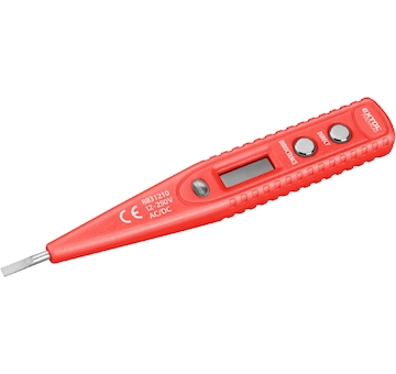 zkoušečka napětí digitální s displejem 12-220V, délka 146mm, pro AC/DC (střídavý/stejnosměrný proud)