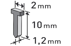 hřebíky, balení 1000ks, 10mm, 2,0x0,52x1,2mm