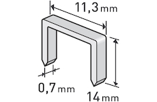 spony, balení 1000ks, 14mm, 11,3x0,52x0,70mm