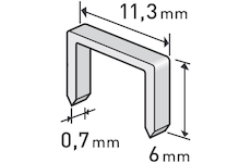 spony, balení 1000ks, 6mm, 11,3x0,52x0,70mm