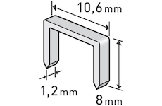 spony, balení 1000ks, 8mm, 10,6x0,52x1,2mm