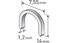 Spony oblé, balení 1000ks, 14mm, 7,55x0,52x1,2mm