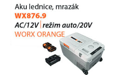 Worx set WX876.9 - Aku lednička / mrazák 20V + WA3611 2x4.0Ah - duální nabíječka - Powershare